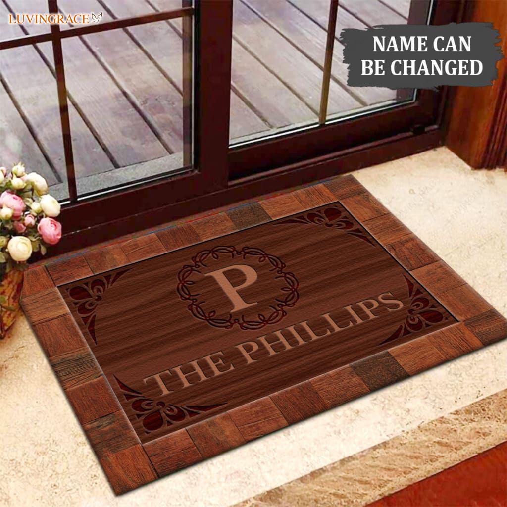 Luvingrace M20 Elegant Monogram Collection Family Name Personalized Doormat