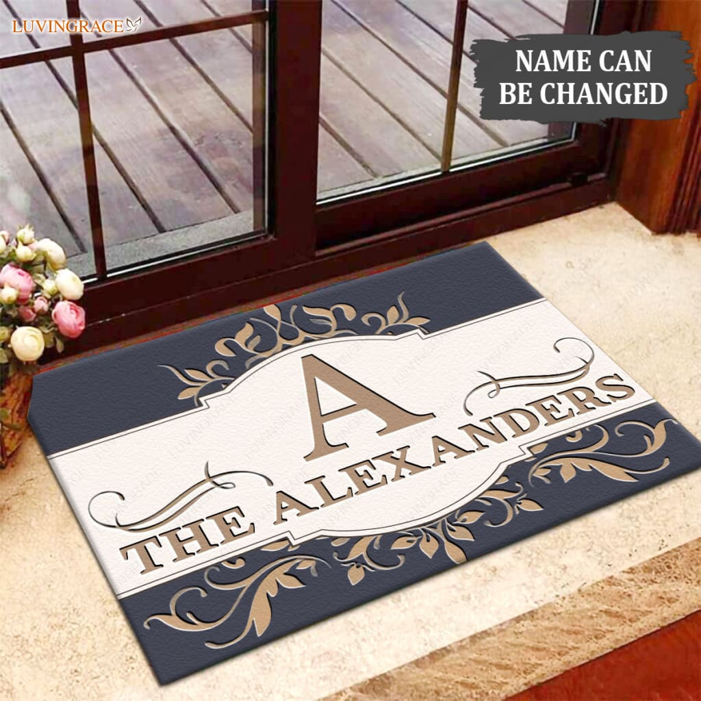 Luvingrace M26 Decorative Monogram Collection Family Name Personalized Doormat