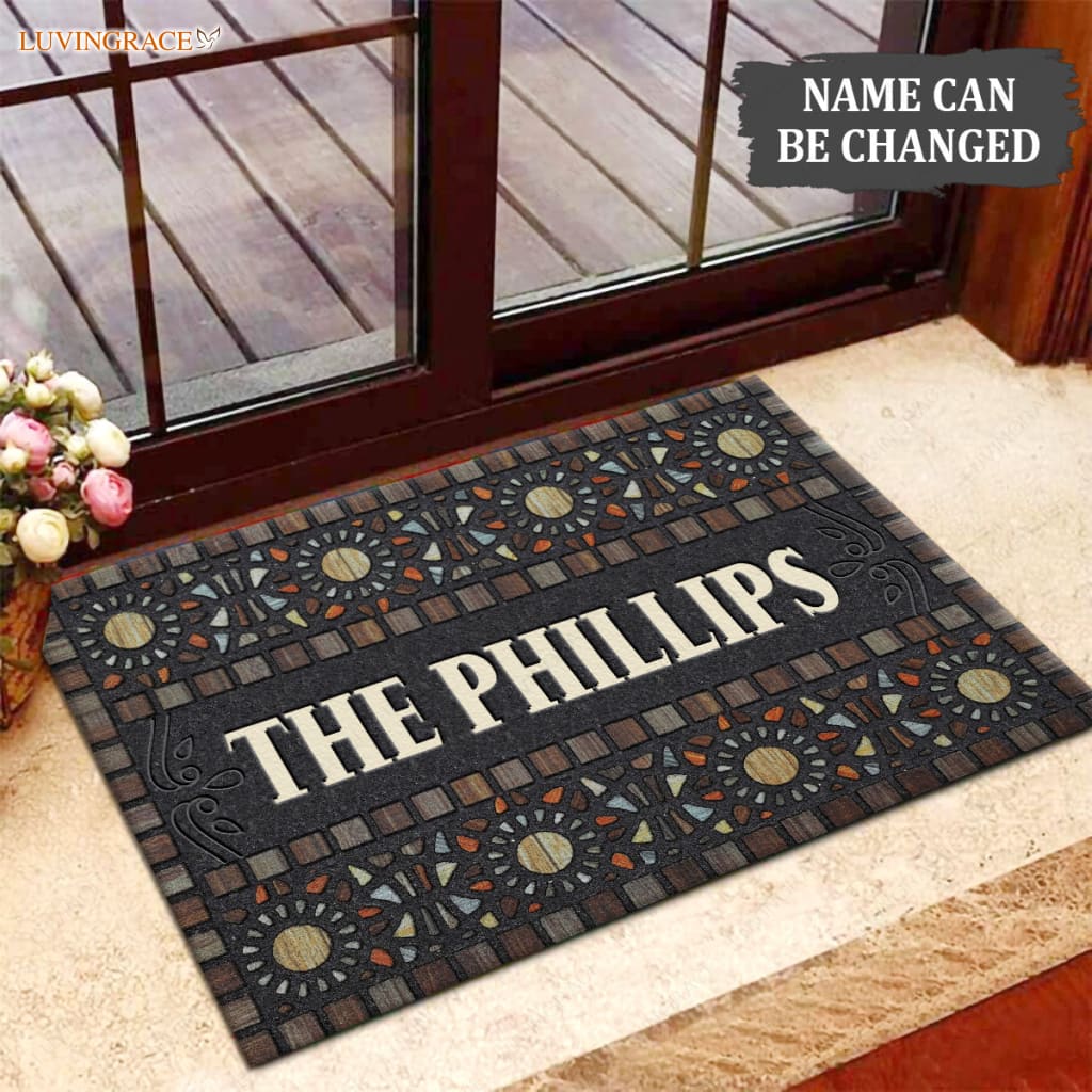 Luvingrace M28 Elegant Monogram Collection Family Name Personalized Doormat