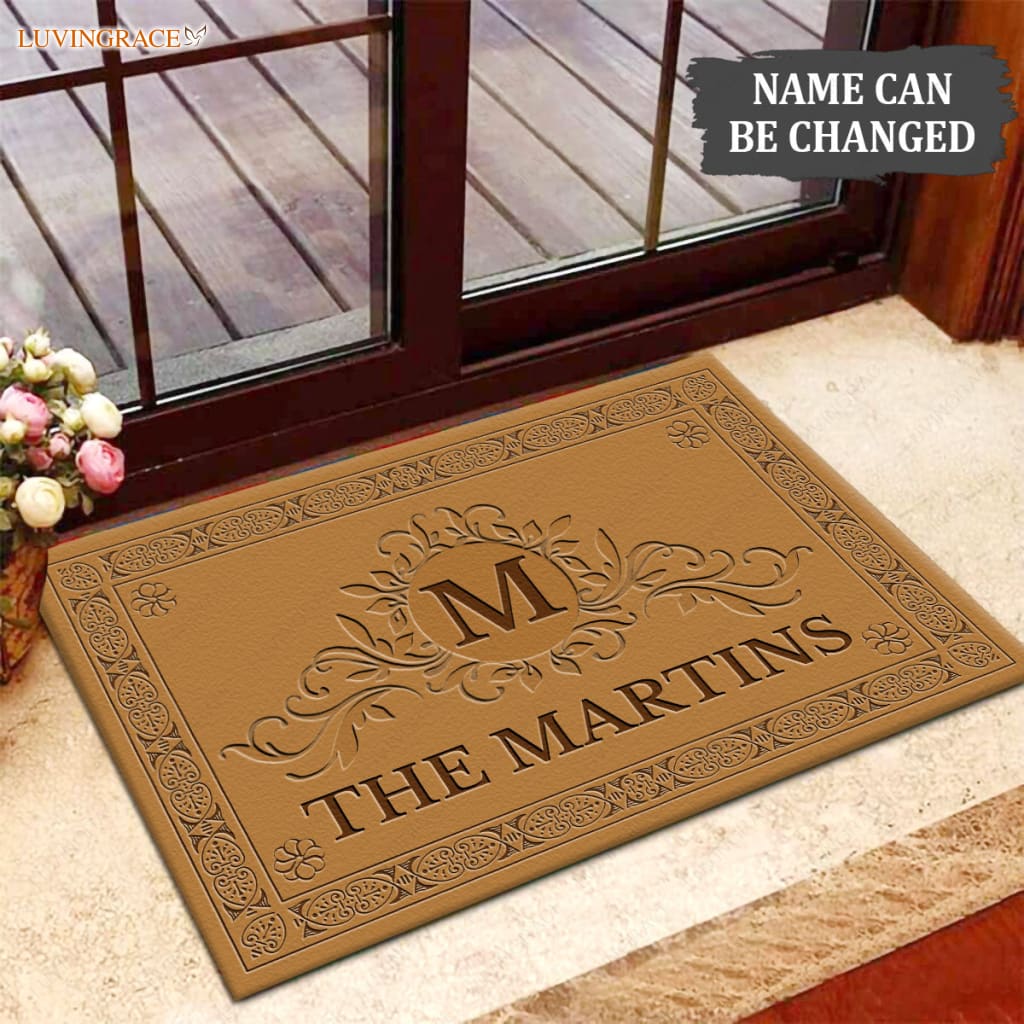 Luvingrace M31 Decorative Monogram Collection Family Name Personalized Doormat