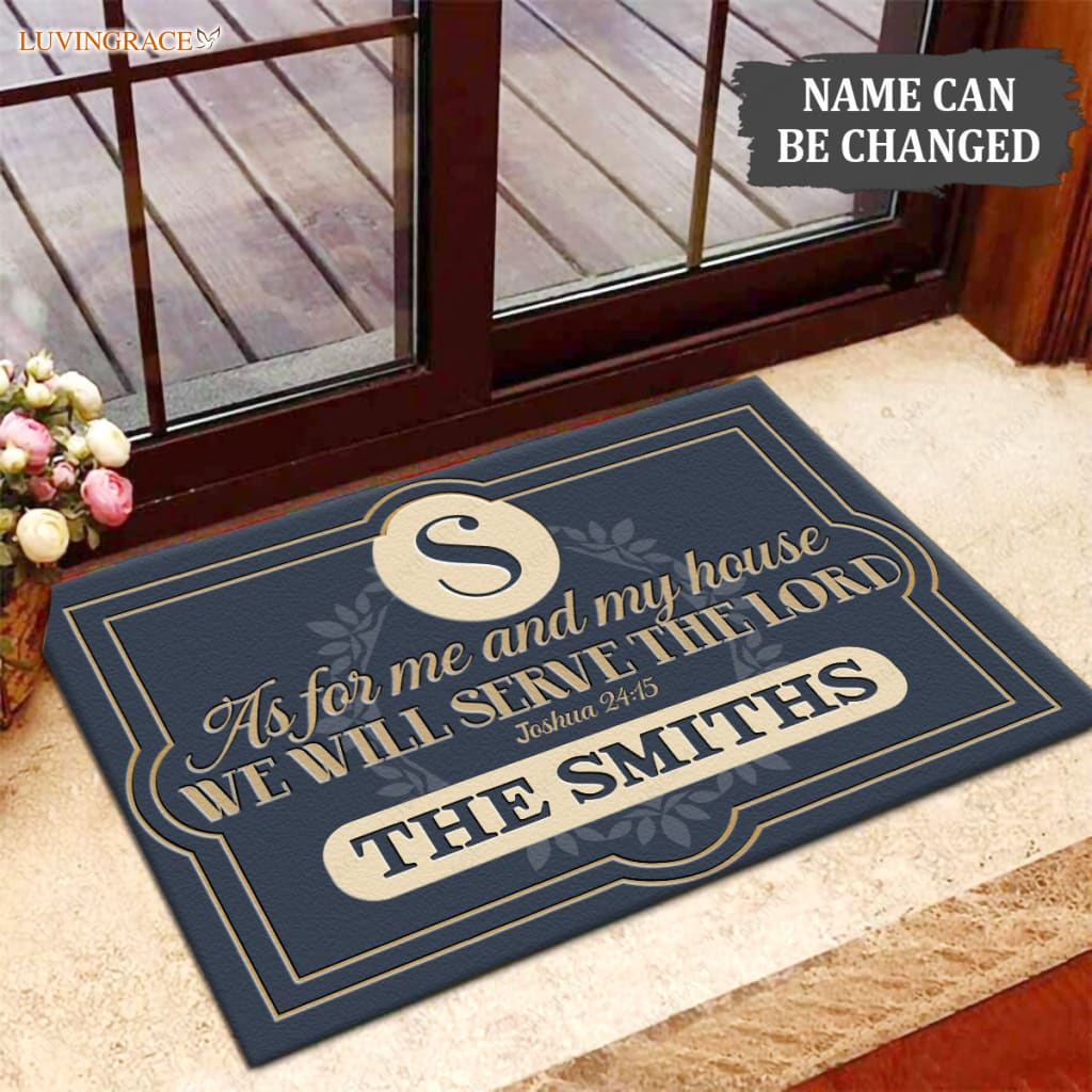 Luvingrace M34 Elegant Monogram Collection As For My House Personalized Doormat