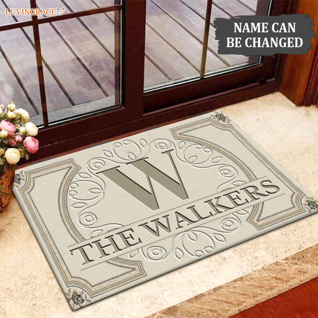 Luvingrace M37 Elegant Monogram Collection Family Name Personalized Doormat