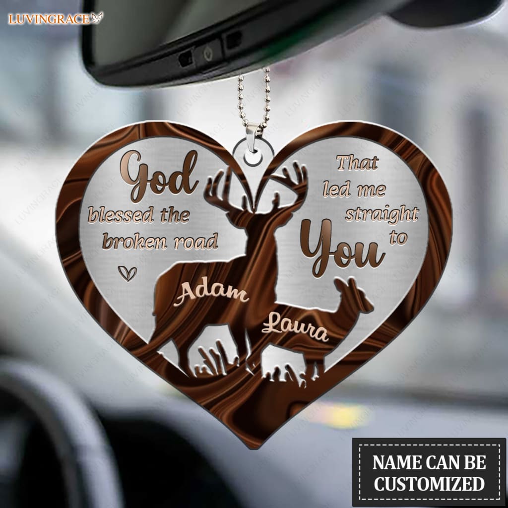 Luvingrace M44 Deer Couple God Blessed Personalized Ornament