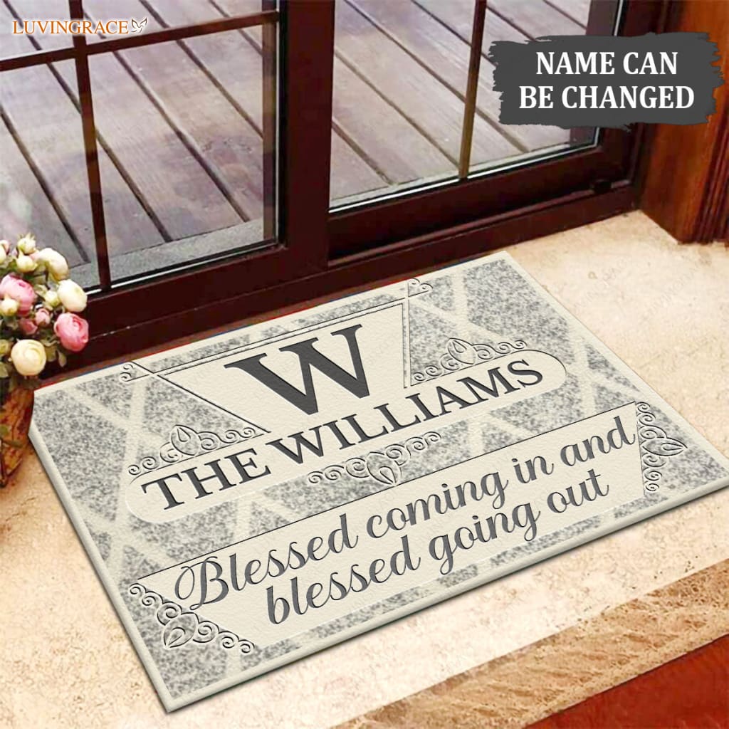 Luvingrace M48 Luxury Monogram Collection Blessed Coming In Personalized Doormat