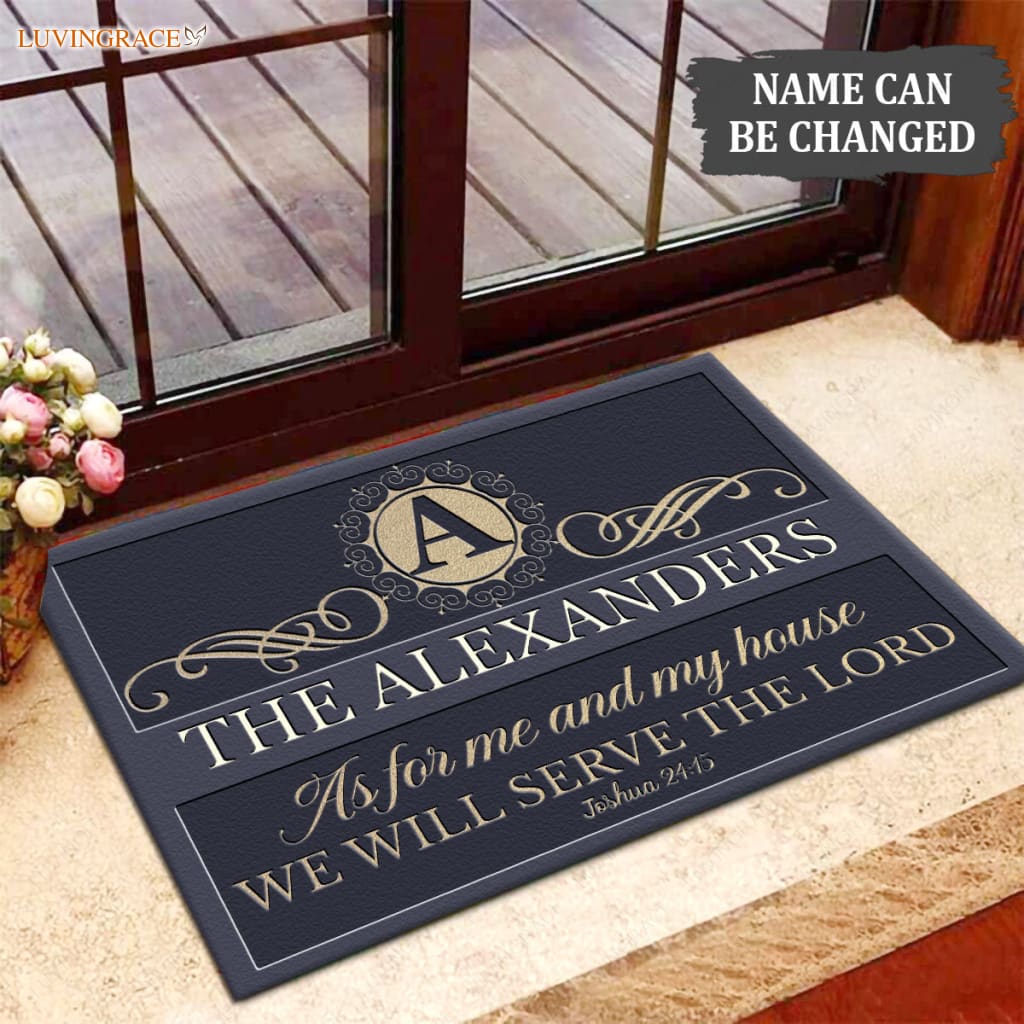 Luvingrace M54 Luxury Monogram Collection As For My House Personalized Doormat