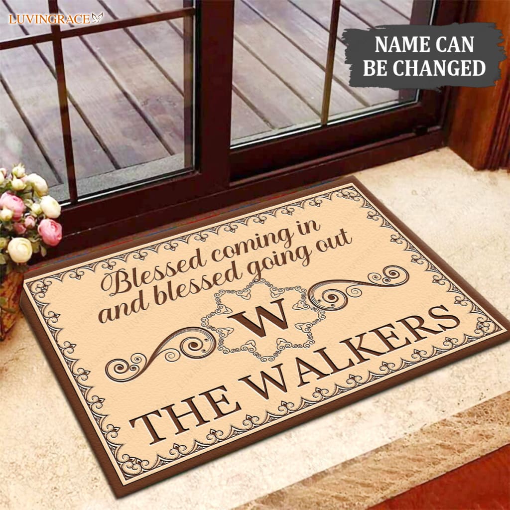 Luvingrace M68 Luxury Monogram Collection Blessed Coming In Personalized Doormat