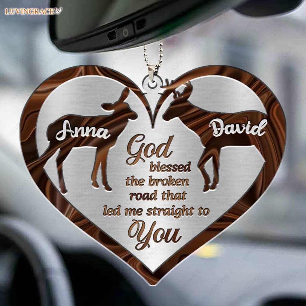 Luvingrace M73 Deer Couple God Blessed Personalized Ornament