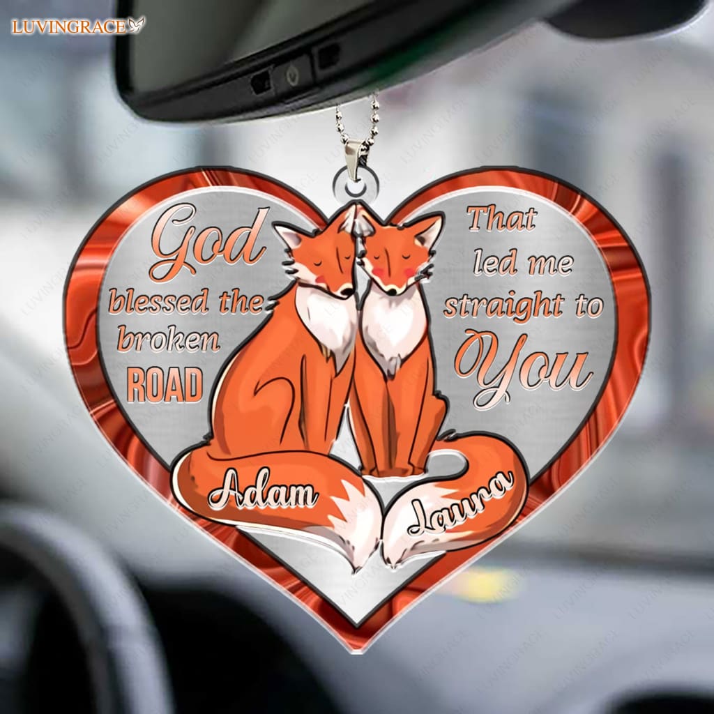 Luvingrace M84 Fox Couple God Blessed Personalized Ornament