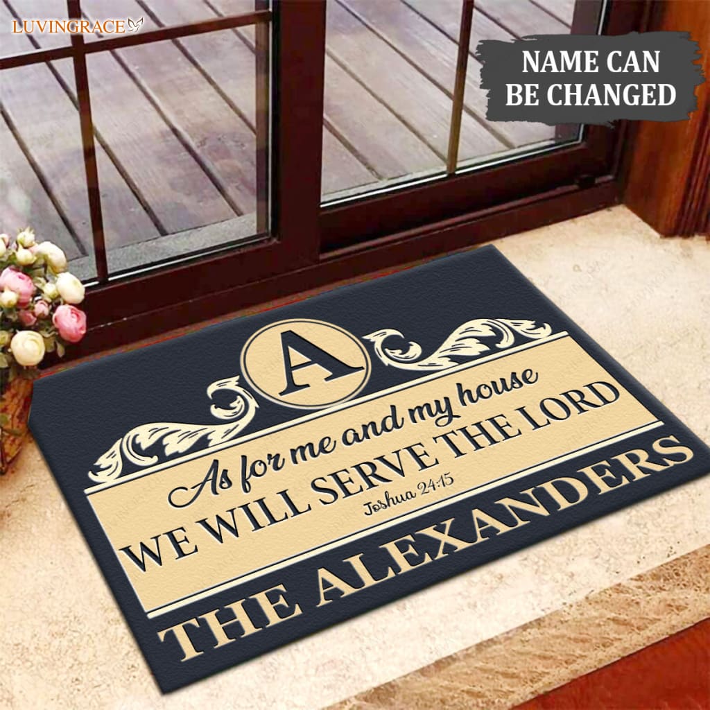 Luvingrace M86 Luxury Monogram Collection As For My House Personalized Doormat