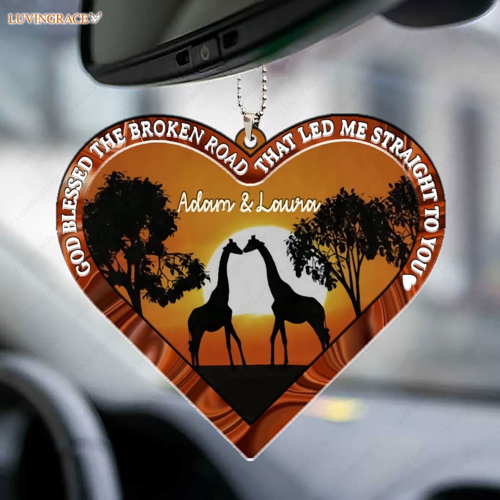 Luvingrace M87 Giraffe Couple God Blessed Personalized Ornament