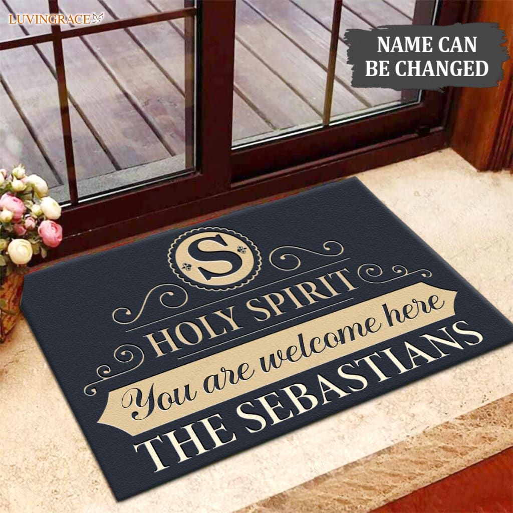 Luvingrace M88 Elegant Monogram Collection Holy Spirit Personalized Doormat