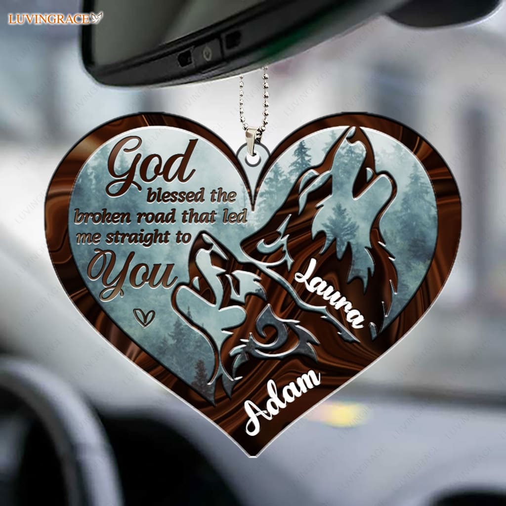Luvingrace M89 Wolf Couple God Blessed Personalized Ornament