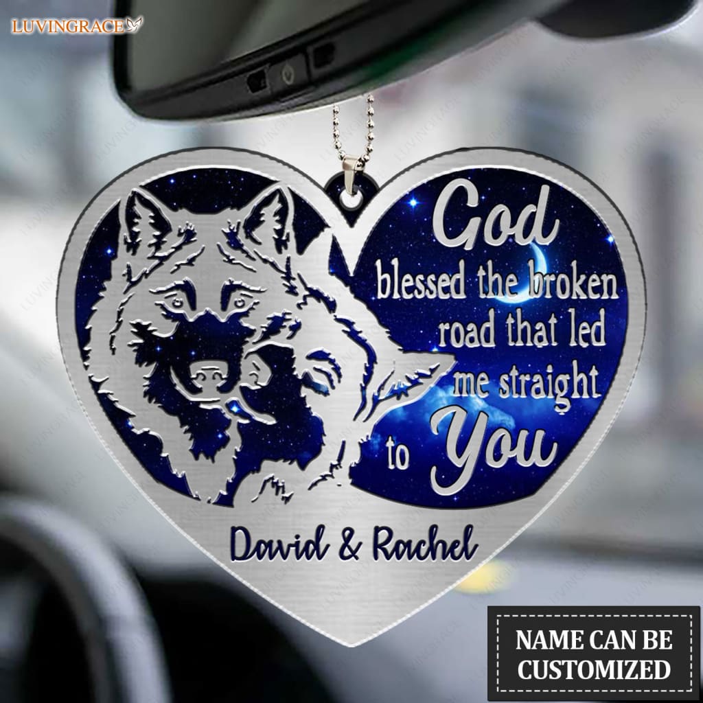 Luvingrace M91 Wolf Couple God Blessed Personalized Ornament