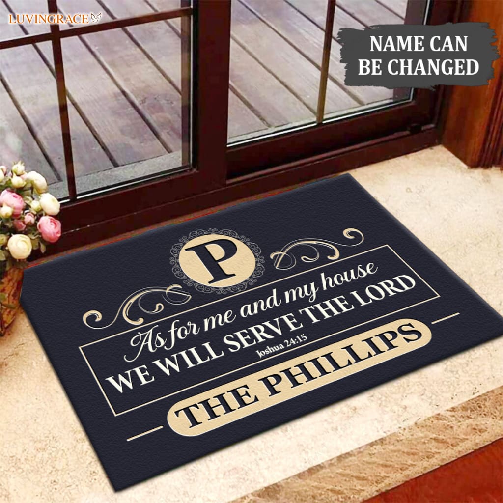 Luvingrace M95 Elegant Monogram Collection As For My House Personalized Doormat