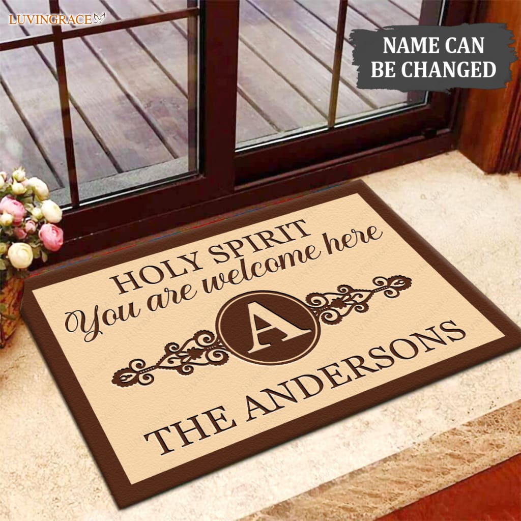 Luvingrace M99 Decorative Monogram Collection Holy Spirit Personalized Doormat