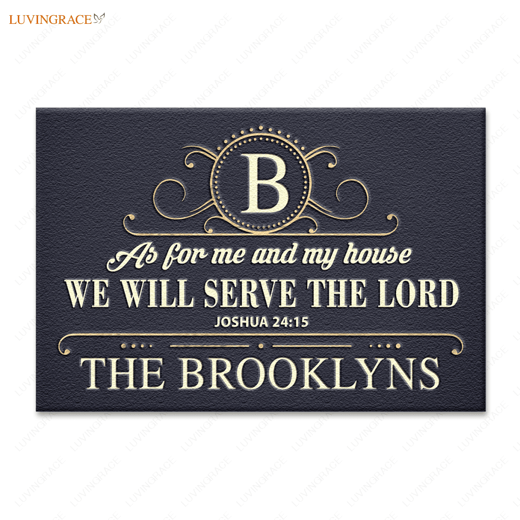 Luxurious Crest Serve The Lord Personalized Doormat