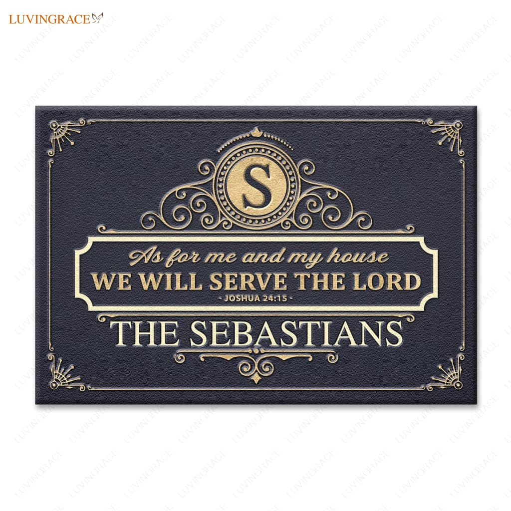 Luxury Elegant Frame Serve The Lord Personalized Doormat