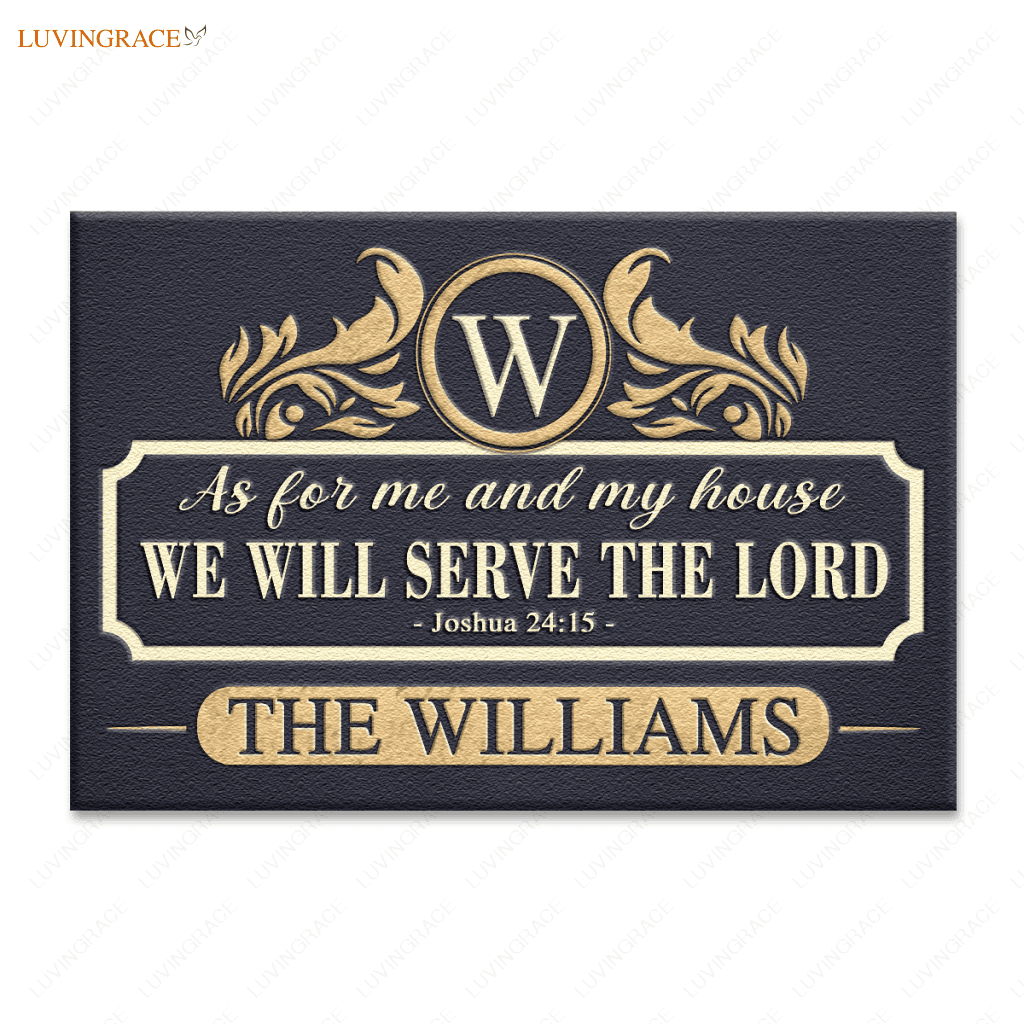 Luxury Premium With Monograms Serve The Lord Personalized Doormat