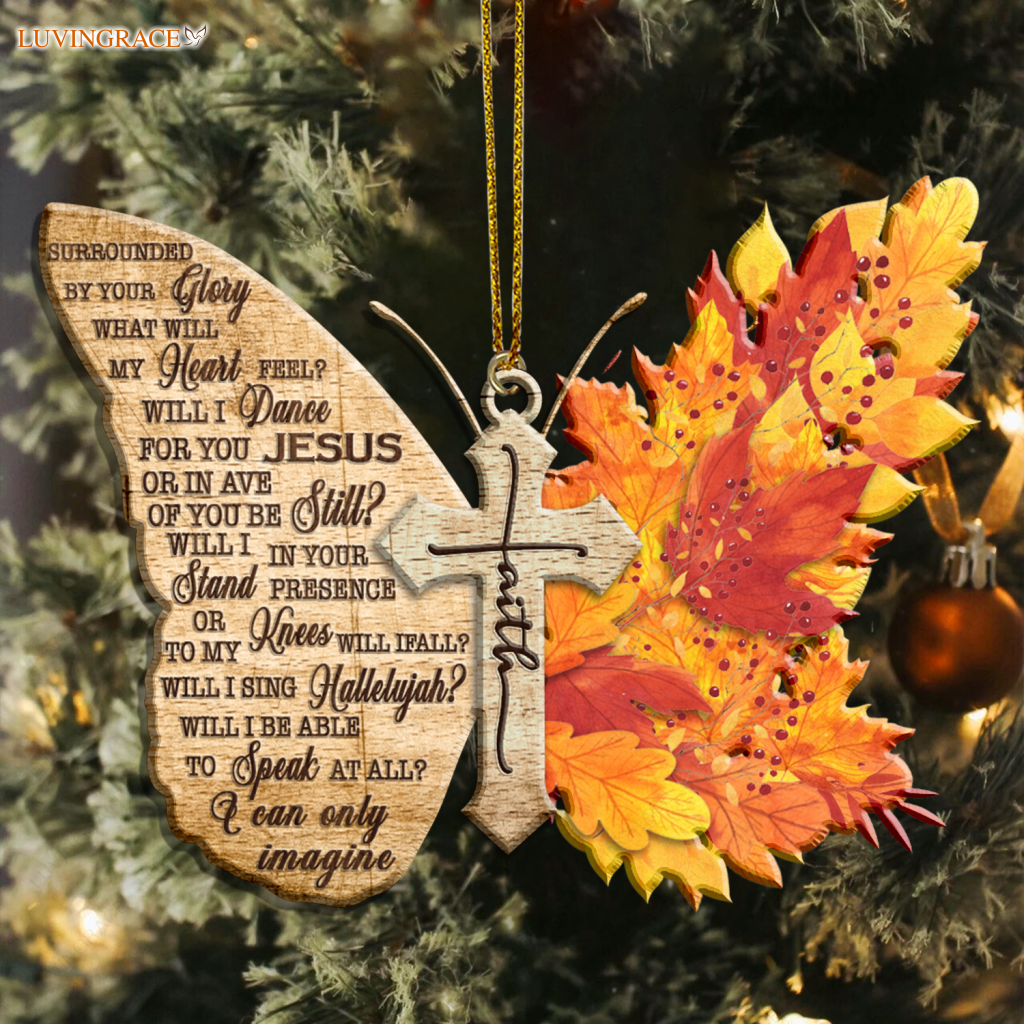 Maple Butterfly Faith Cross I Can Only Imagine Wood Engraved Ornaments Wooden Ornament