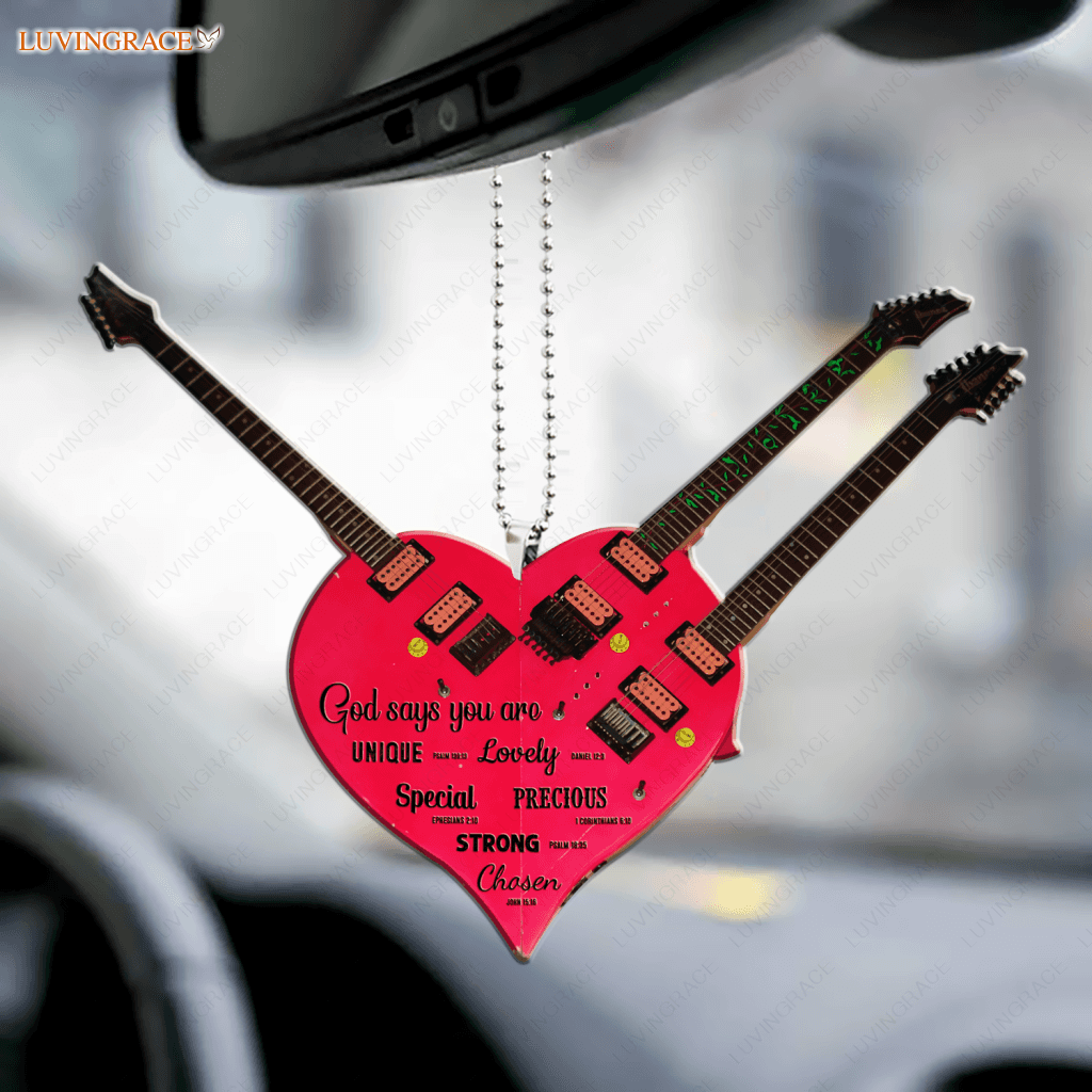 Miniature Guitar Heart God Says You Are Ornament