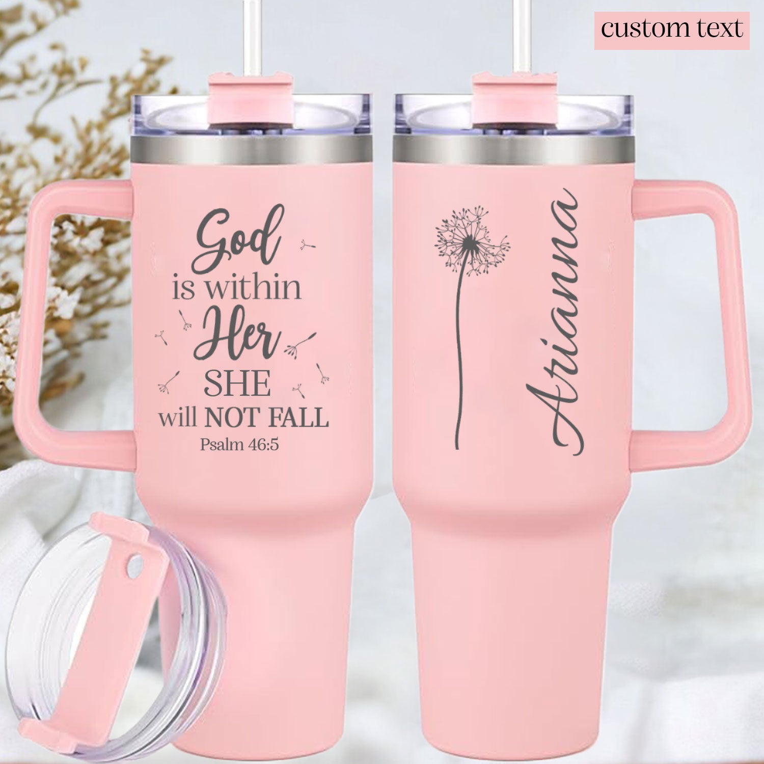 She will not fall 40oz Tumbler Travel Cup - Birthday, Christmas Gifts for Women - Religious, Self Care Inspiration Gifts