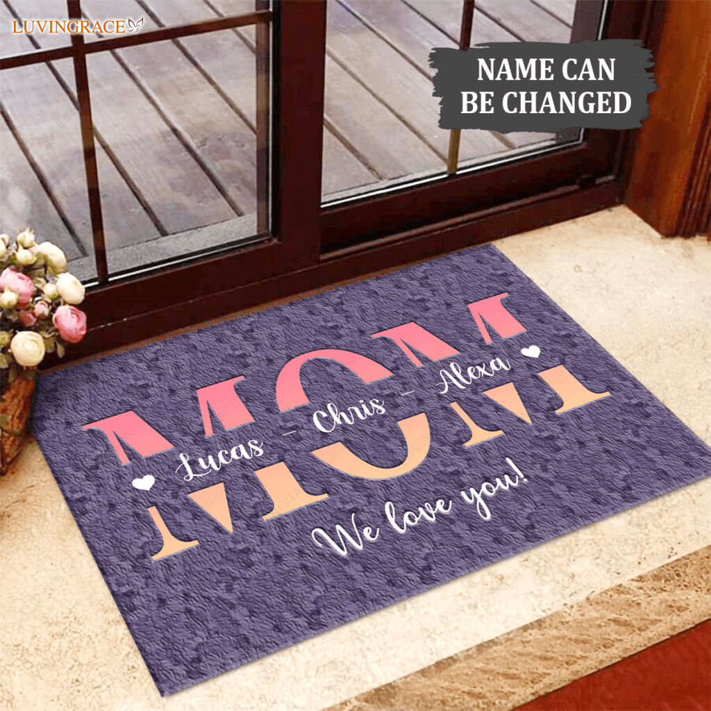 Mom We Love You Personalized Doormat