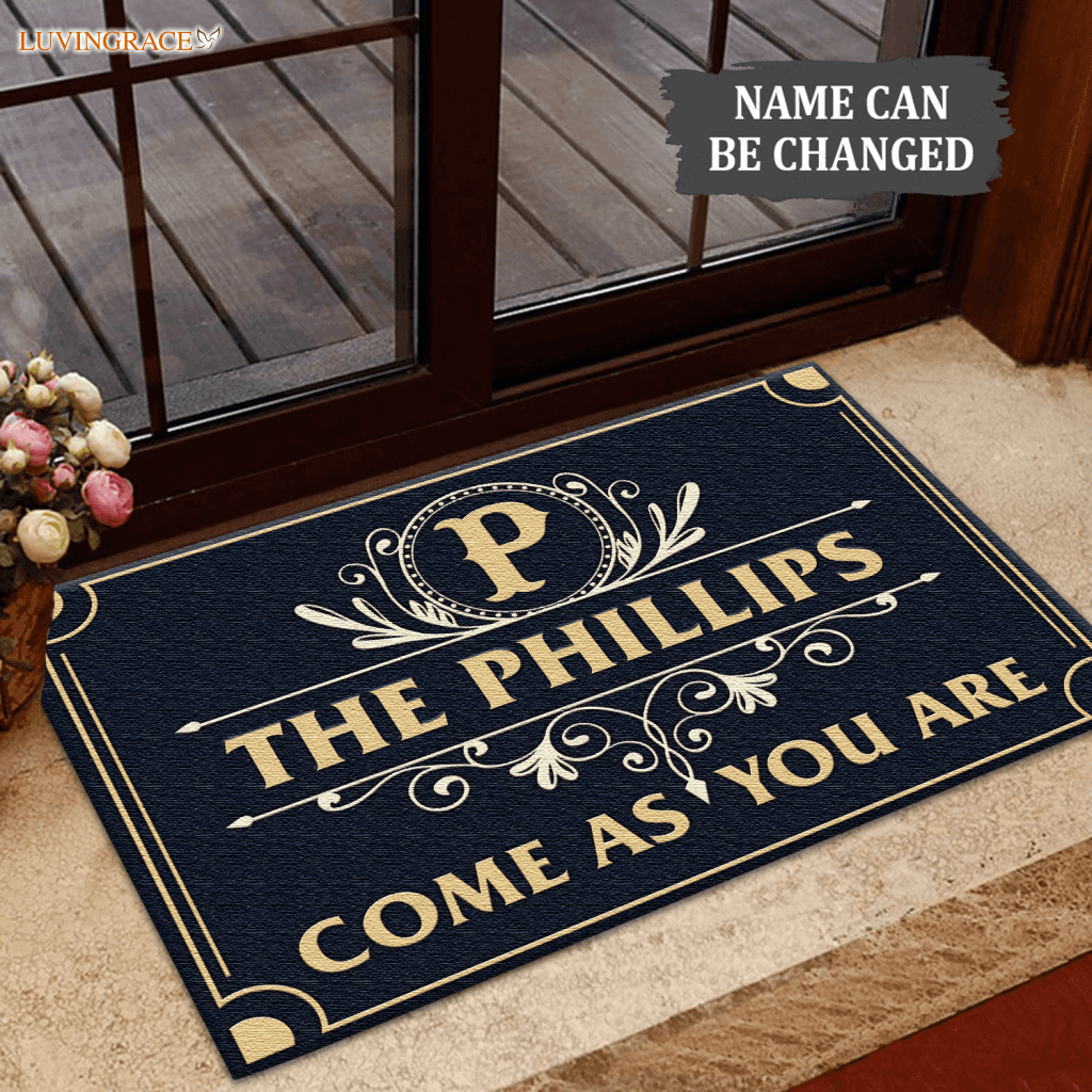 Monogram Custom Family Name Come As You Are Doormat