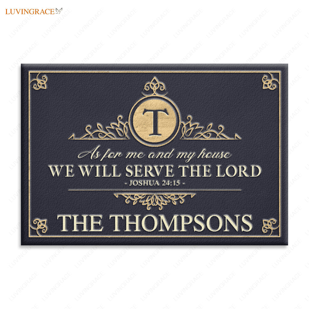 Monogram Design Elements Graceful Template Serve The Lord Personalized Doormat