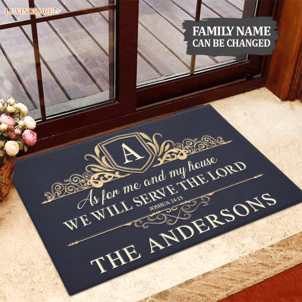 Monogram Luxury Serve The Lord Personalized Doormat