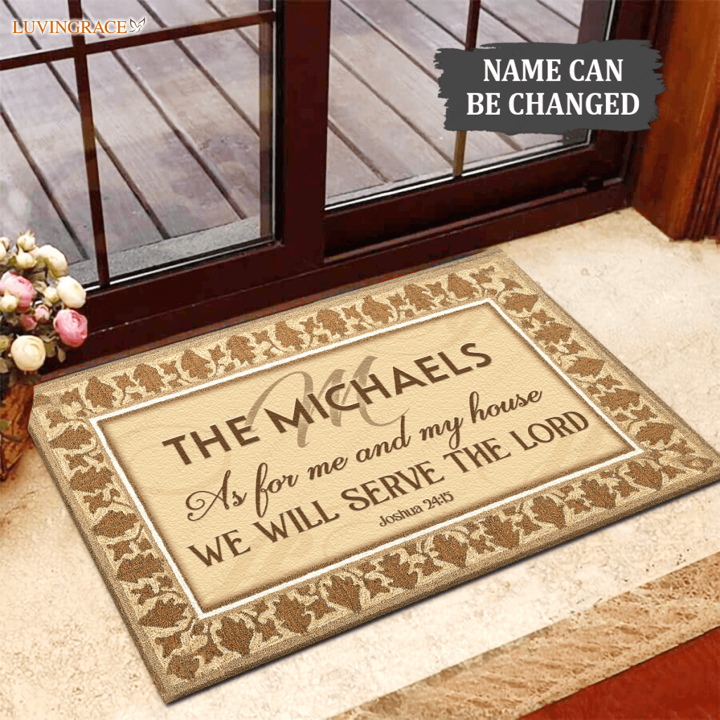 Monogrammed Details Serve The Lord Personalized Doormat