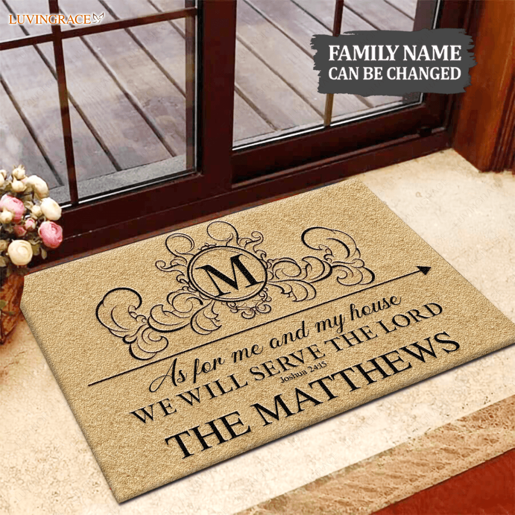 Monogrammed Letter Serve The Lord Personalized Doormat
