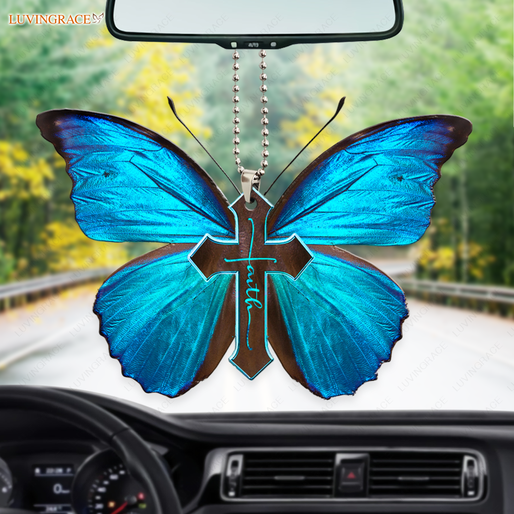 Morpho Butterfly Faith Ornament