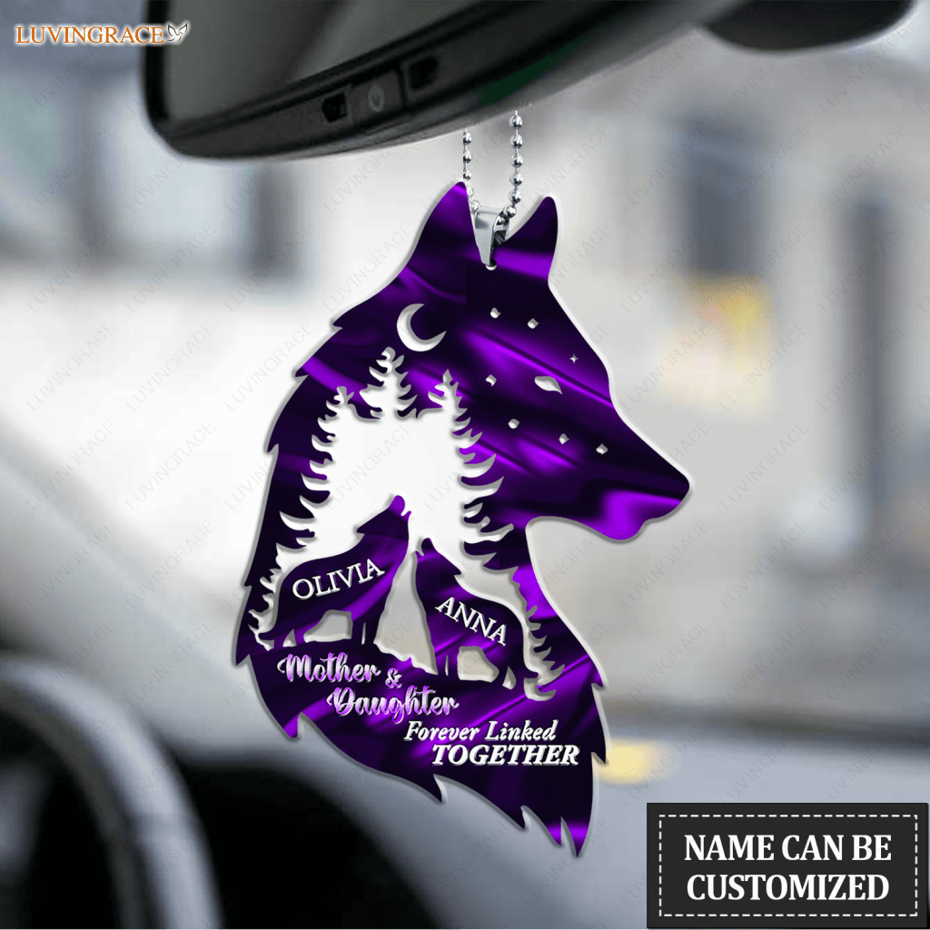 Mother And Daughter Wolf In Forest Personalized Ornament
