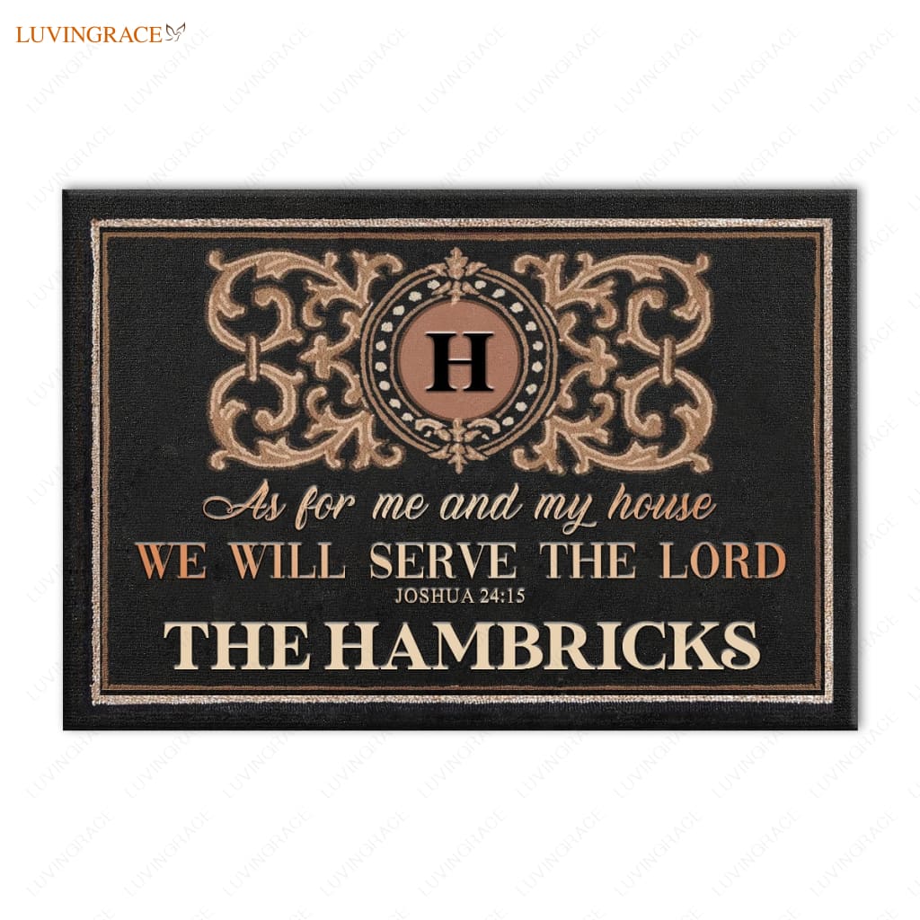 My Family Serve The Lord Monogram Personalized Doormat