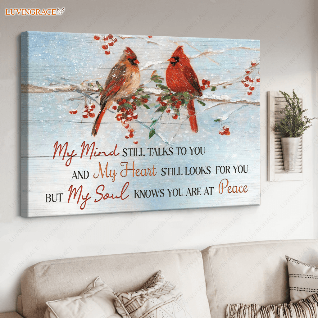 My Mind Heart Soul Winter Cardinal Couple Wall Art