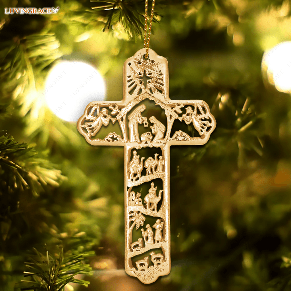 Nativity Cross Ornament