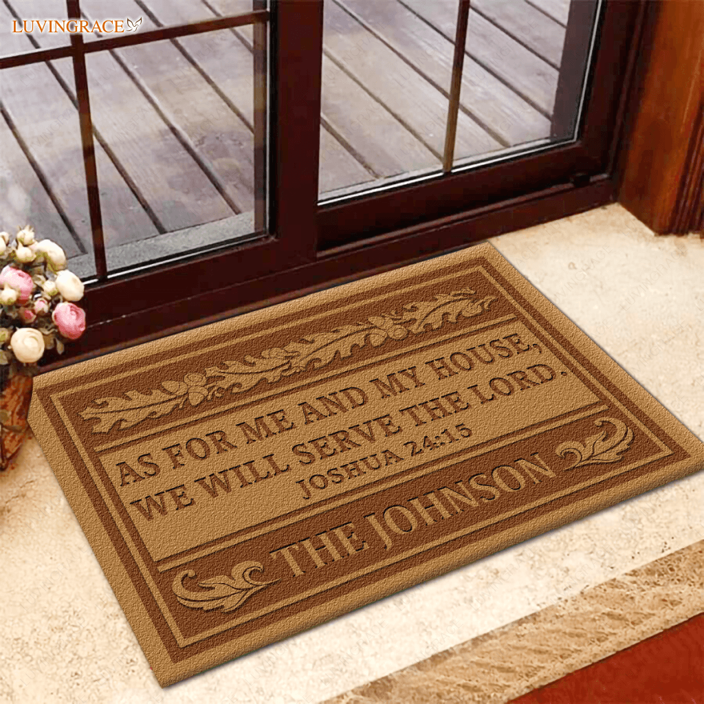 New As For Me And My House Personalized Family Name Doormat