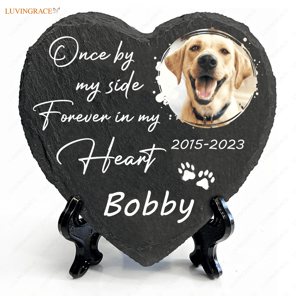 Once By My Side Dog Memorial Gifts Custom For Loss Of Stone Pet - Personalized Tomstone