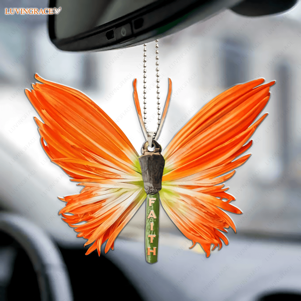 Orange Butterfly Faith Ornament