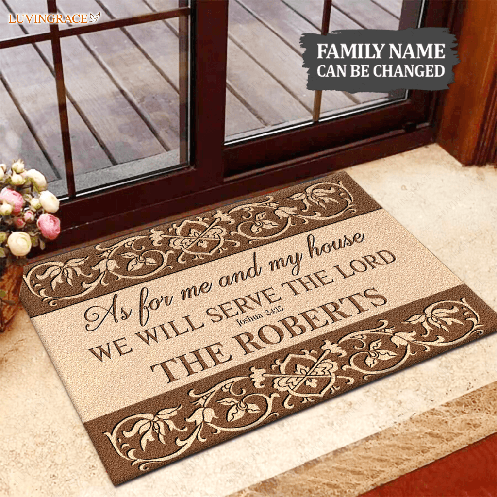 Our Family Serve The Lord Personalized Doormat