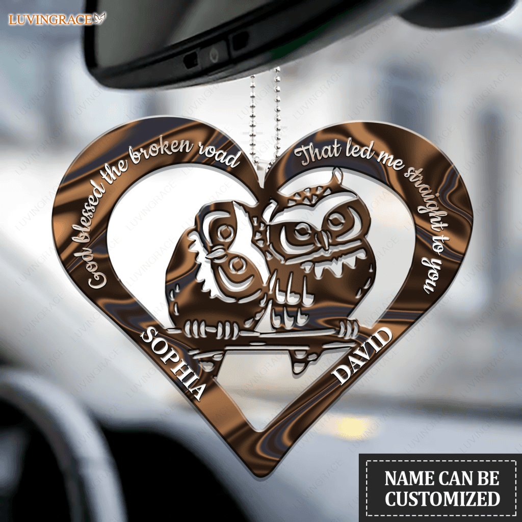 Owl Couple God Blessed Personalized Ornament