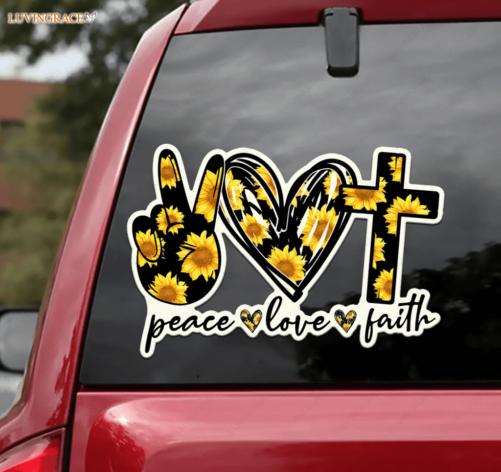 Peace Love Faith Sticker Car Wood Sign