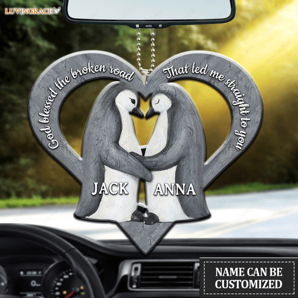 Penguin Couple God Blessed Personalized Ornament