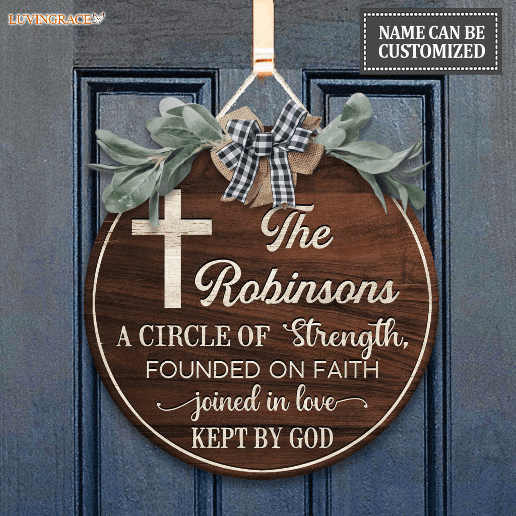 Personalized A Circle Of Strength Bow Door Hanger Wood Sign