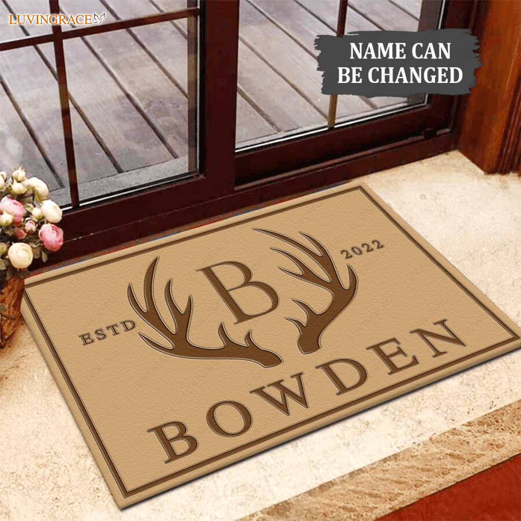 Personalized Antlers Deer Welcome Hunting Doormat