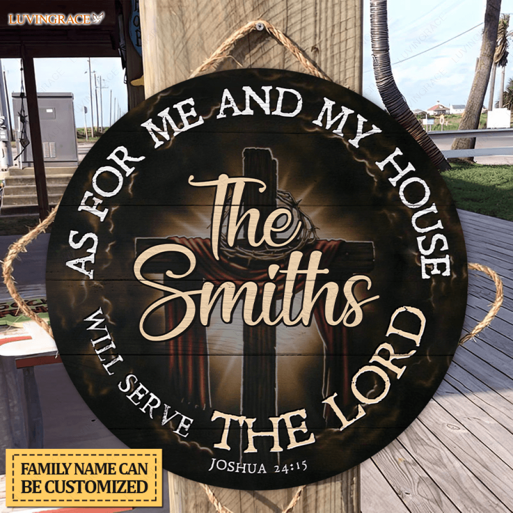 Personalized As For Me And My House Circle Sign Wood