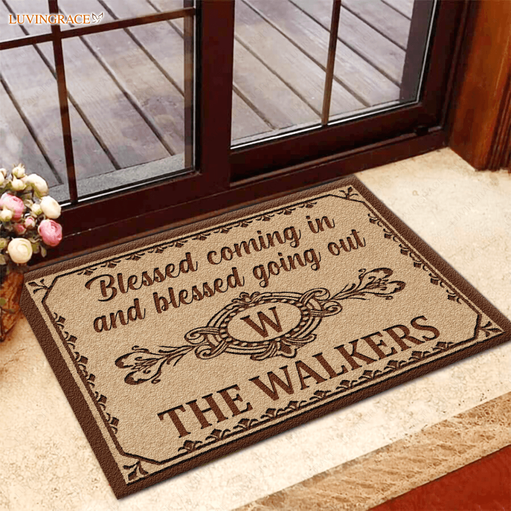 Personalized Blessed Coming In Doormat