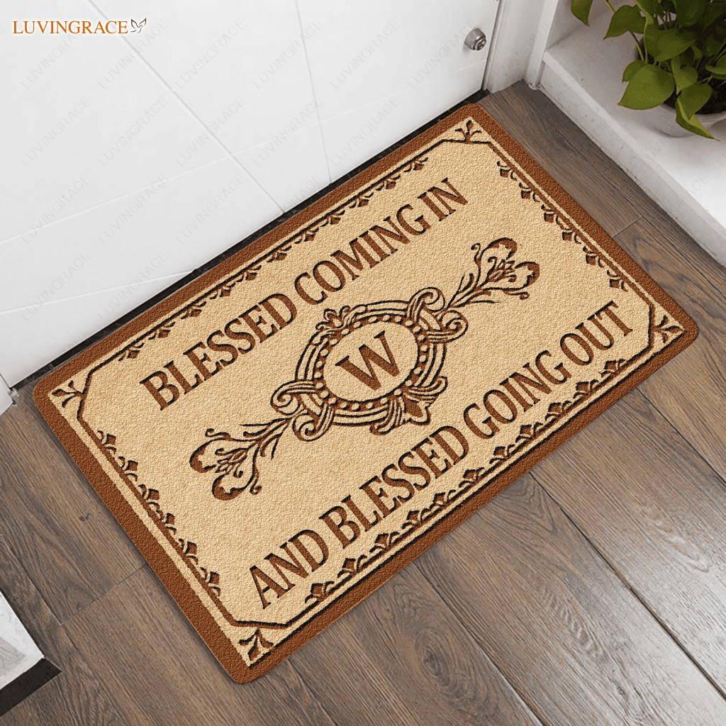 Personalized Blessed Coming In Going Out Doormat