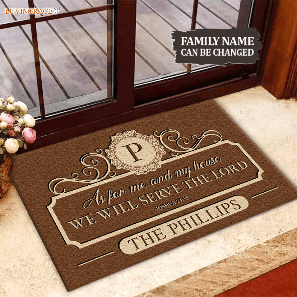 Personalized Brown Elegant Serve The Lord Doormat