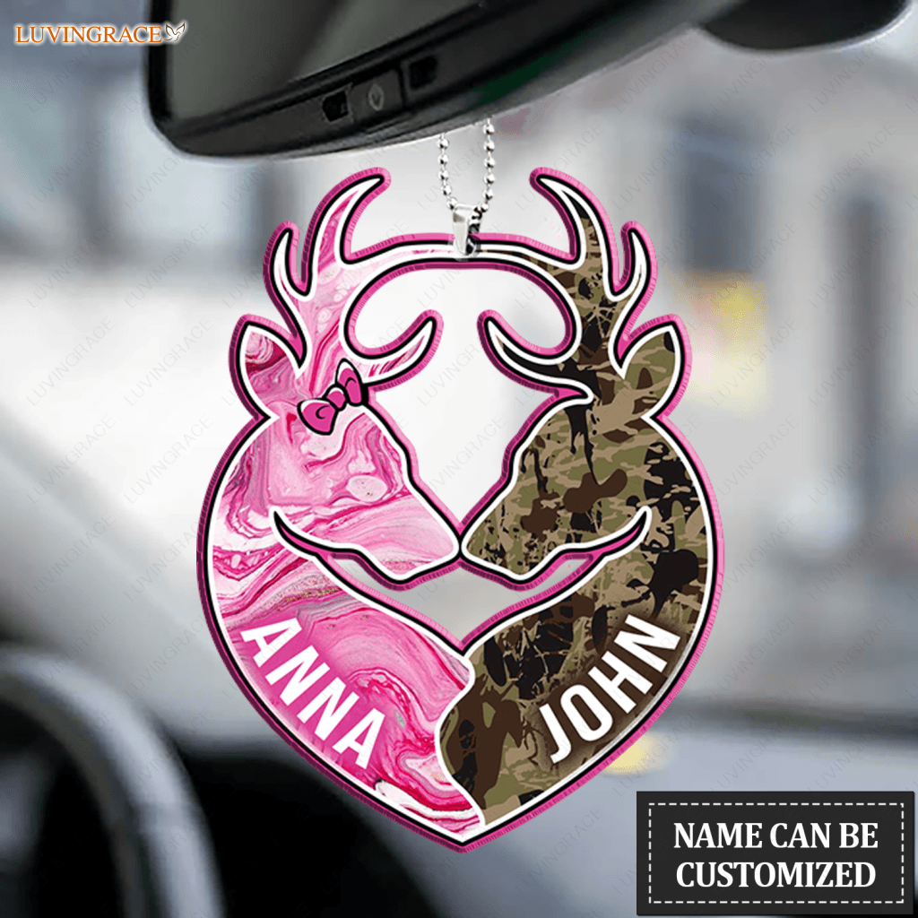 Personalized Buck And Doe Camo Ornament